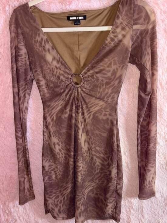 Silence + Noise Dresses & Skirts - Silence + Noise brown leopard print mini dress